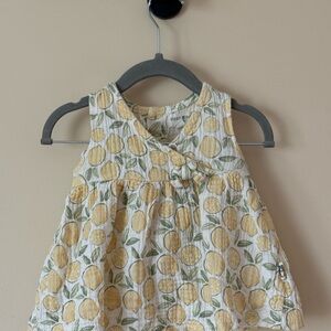 Lemon Print Sleeveless Kids Dress - Yellow